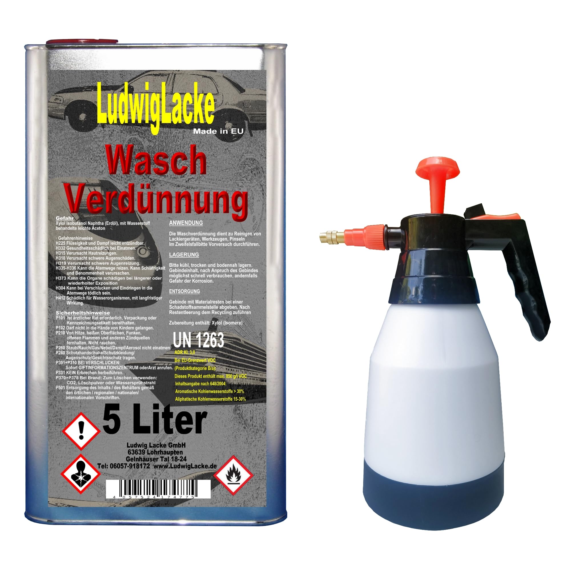 5 Liter Waschverdünnung Verdünnung Wasch Nitroverdünnung & Zerstäuber