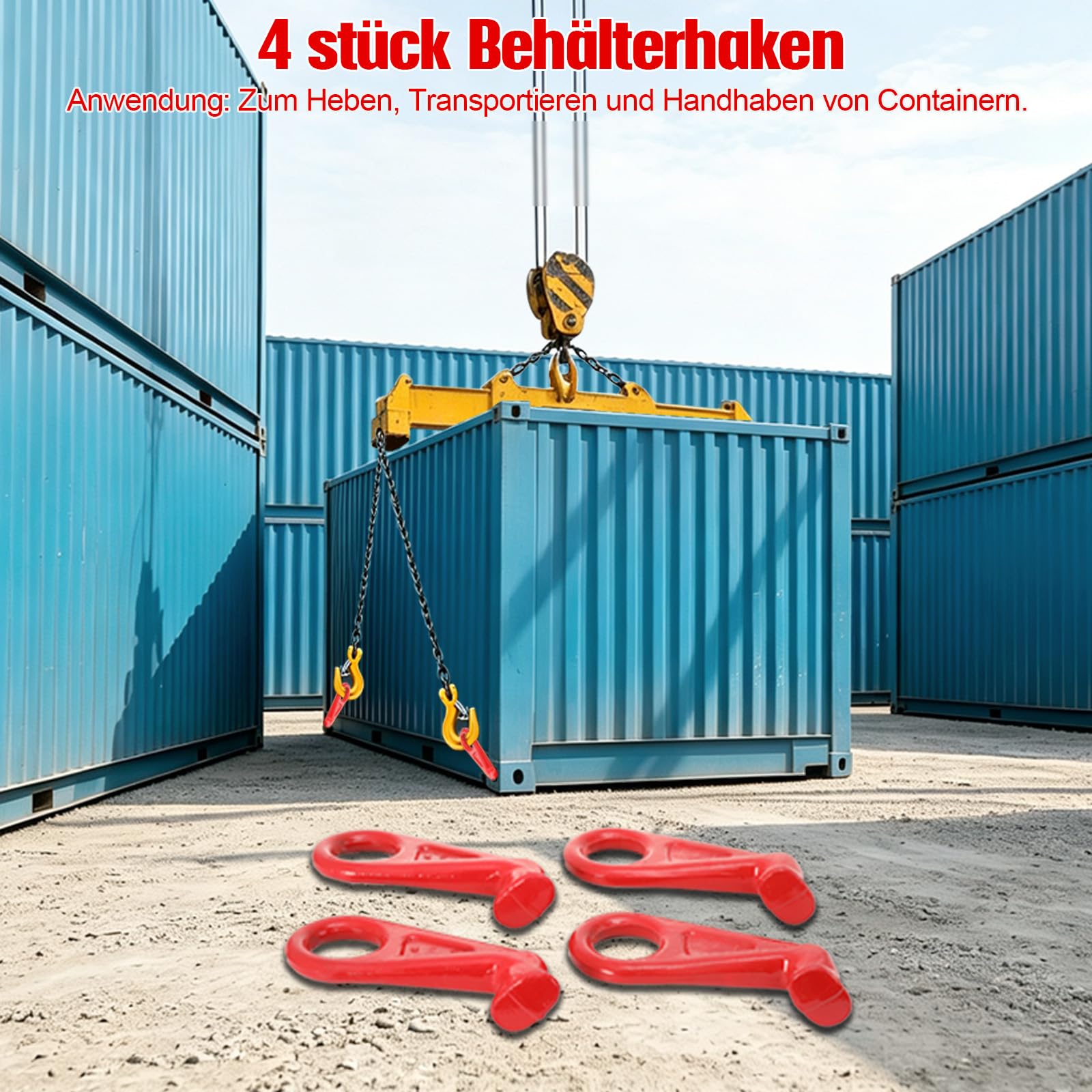 Containerhaken 4 Stück Spezialhaken Für Seecontainer Aus Legierter Stahl 45° Verdickter Hebehaken 12,5 T Tragkraft Haken Für Heben Schwerer Gegenstände Logistikbereich