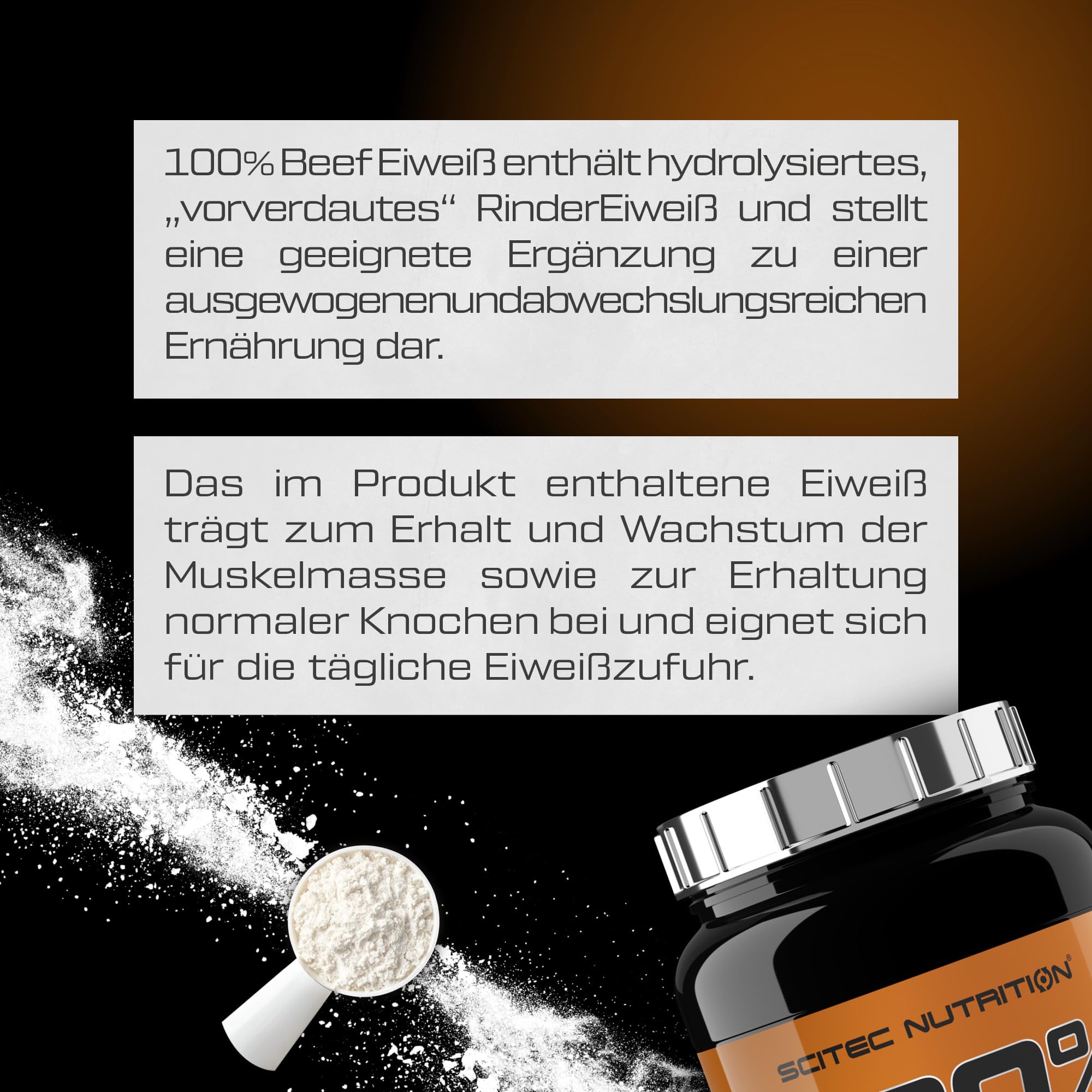 Scitec Nutrition 100% Beef Protein - Aromatisiertes Protein Getränkepulver - Laktosefrei, Zuckerfrei, Glutenfrei, 900 g, Mandelschokolade