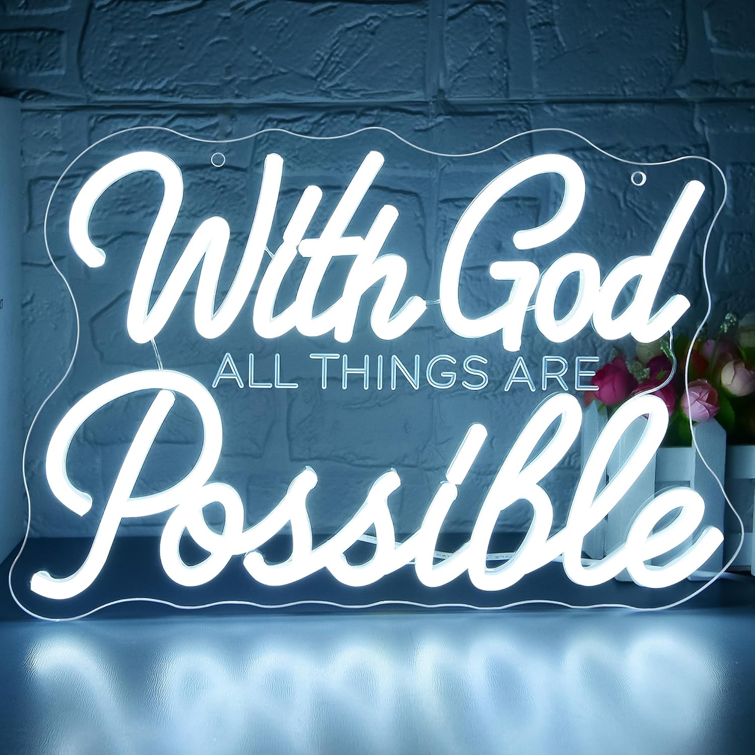 With God All Things Are Possible Neon Sign for Wall Decor Dimmable God With God All Things Are Possible Neon Sign for Wall Decor Dimmable God