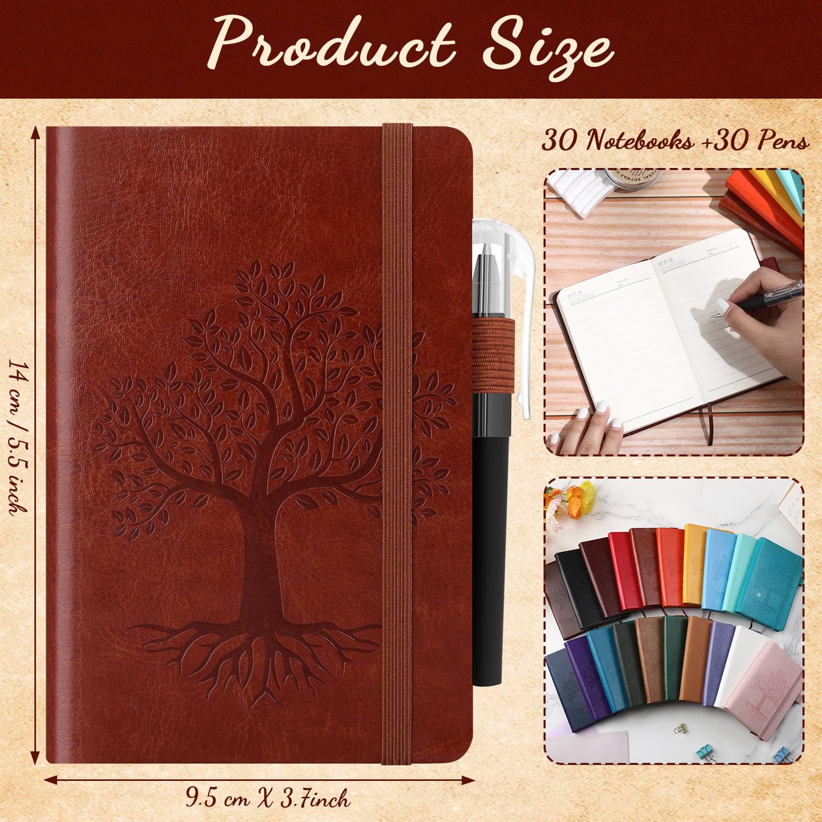 Amazon.com : Estune Tree Small Notebooks Pen Leather Lined