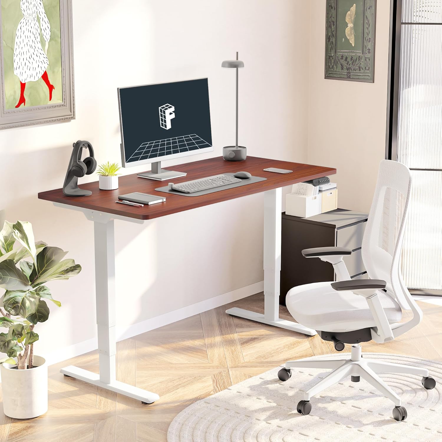 FLEXISPOT E6 Essential Standing Desk in a home office setting