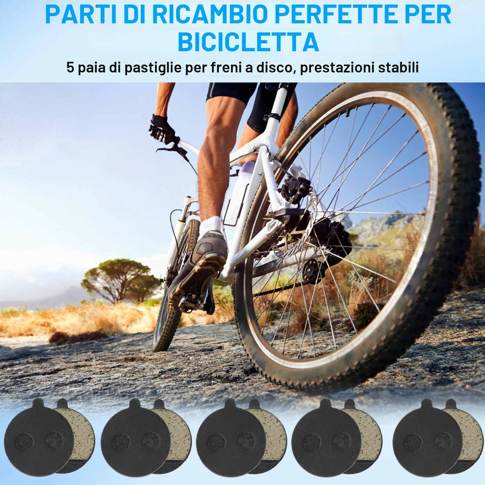 5 Coppie Pastiglie Freni a Disco Rotondo, Sostituzioni di Pattini Freno per Bici da Montagna, Parti Freni in Semi-Metallico per Bicicletta, Kit di Ricambio Pastiglie di Attrito per Scooter Elettrico