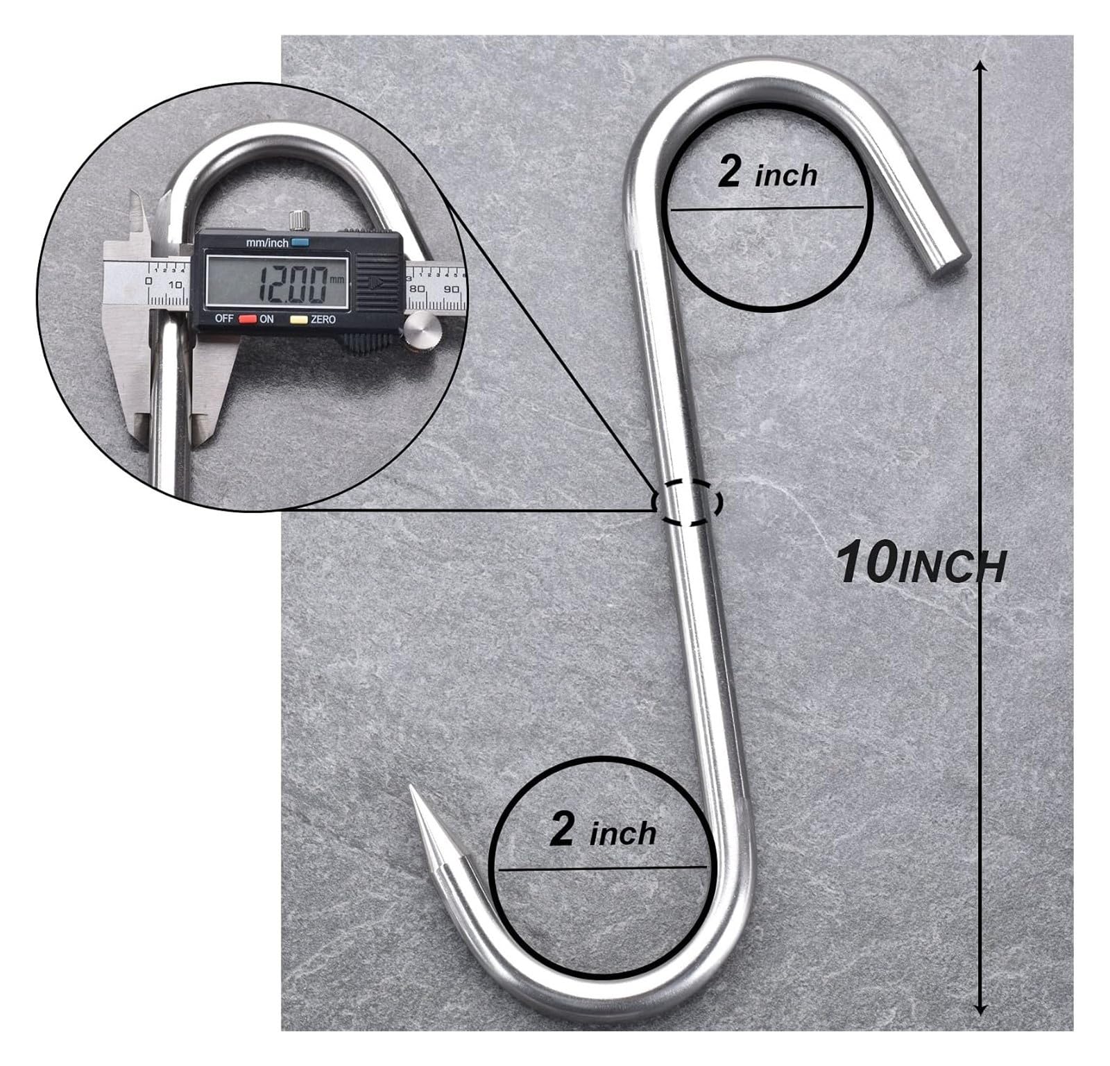 12 mm robuste Fleischhaken, 25,4 cm Edelstahl-S-Haken, 4 Stück