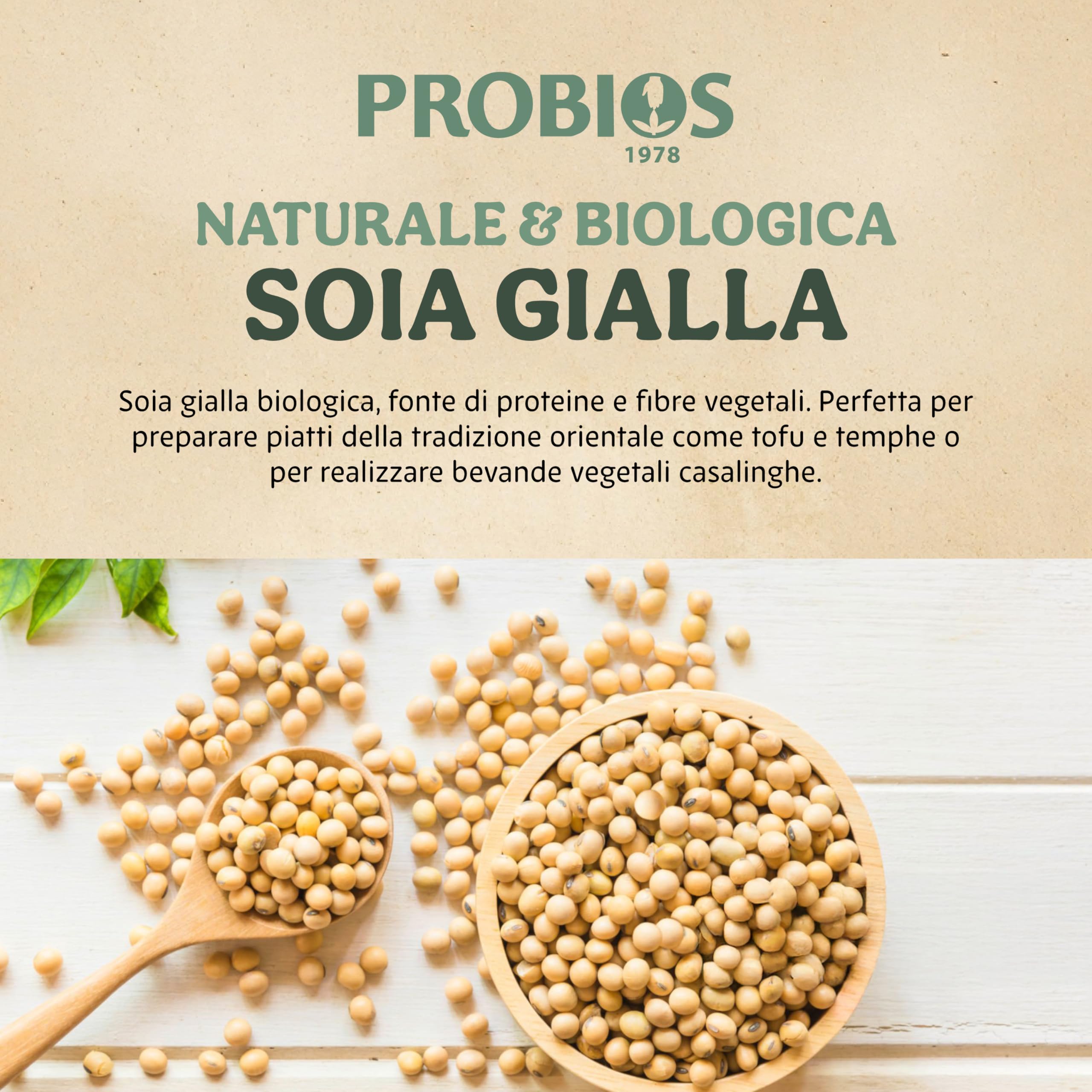 Probios Soia Gialla Biologica - Fagioli di Soia Ricchi Di Proteine ​​- Naturali e Vegetariani - Perfetti Per Adulti e Bambini - Confezione Da 5 Kg