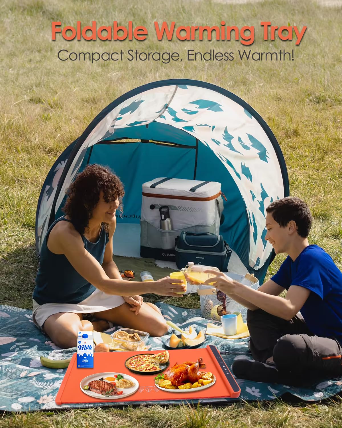 Vassoio Riscaldante Elettrico Pieghevole - Temperatura Regolabile 60/80/100°C, Per Buffet E Feste - Foto 2