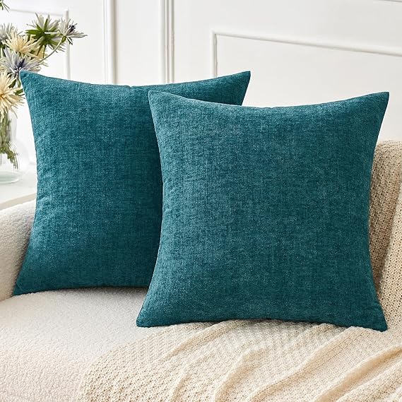 MIULEE Pack of 2 Dark Teal Throw Pillow Covers 18x18 Inch
