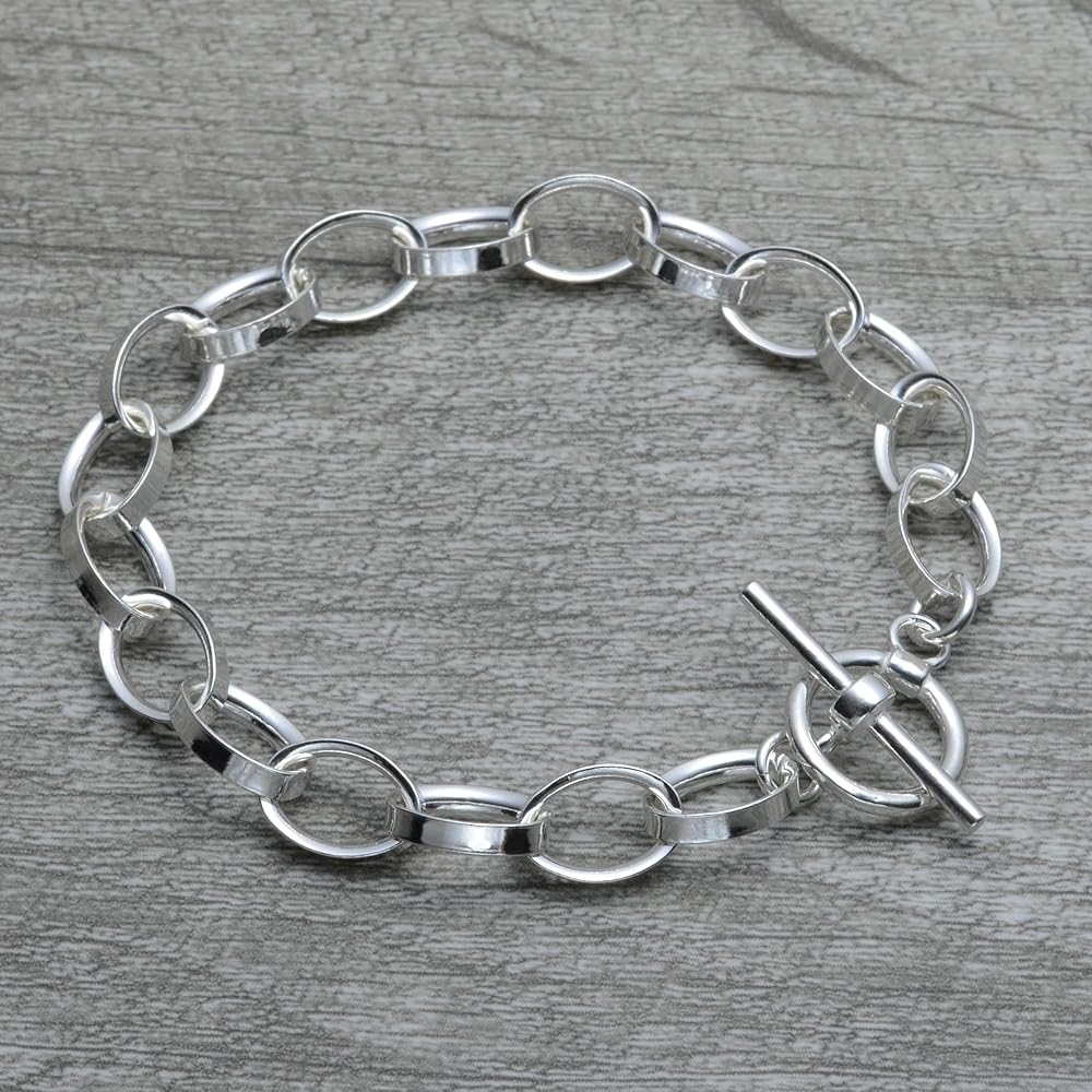 Amazon.com: Sterling Silver Charm Bracelet with Toggle Clasp