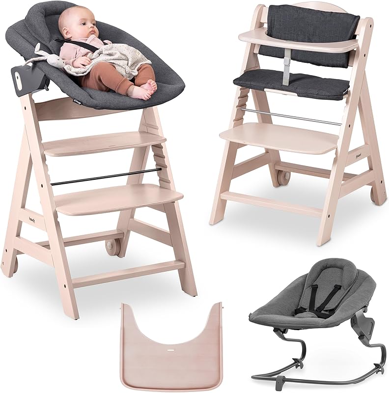 hauck Chaise Haute Bébé Évolutive Beta+ Set Premium, dès la Naissance avec Siège Amovible, Coussin d