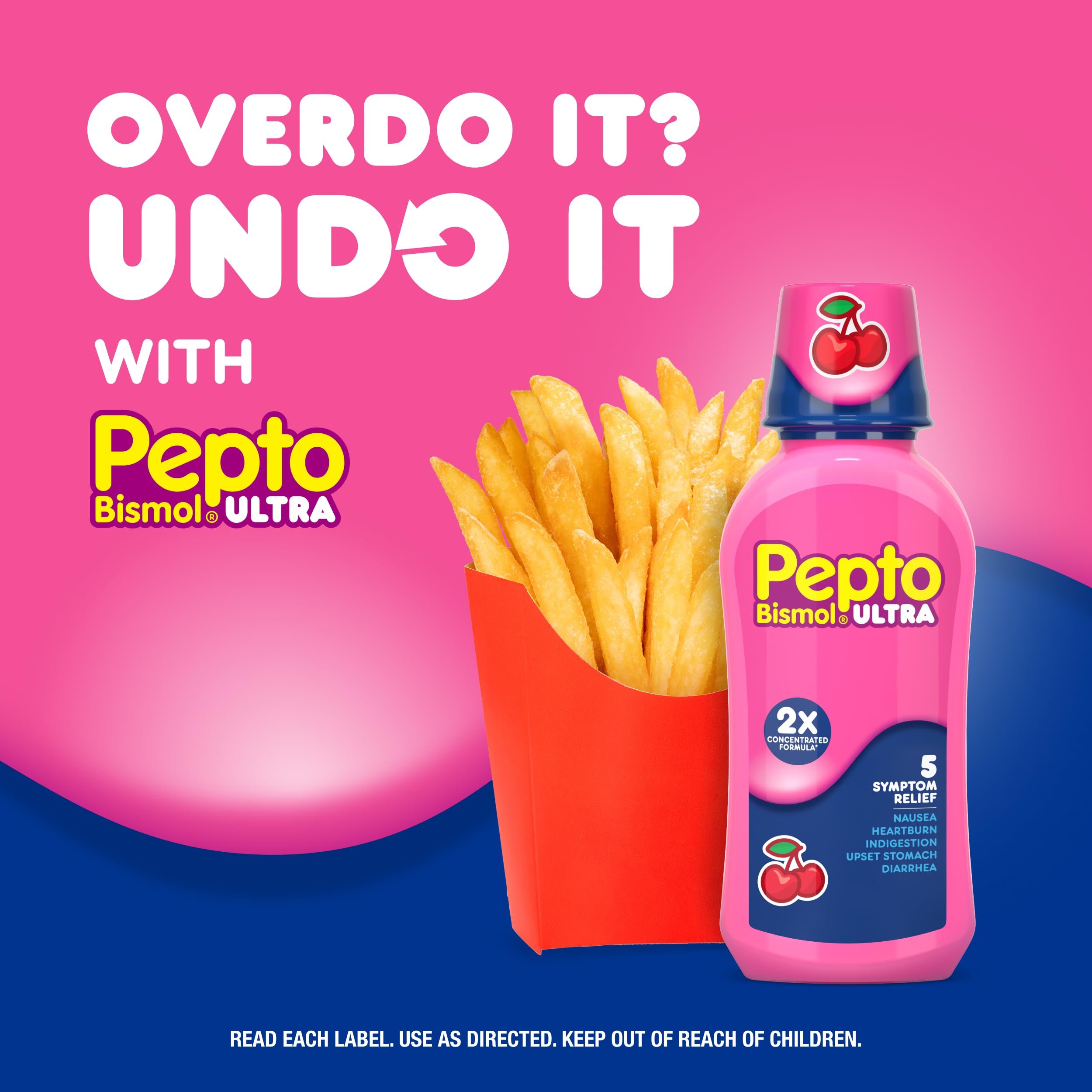 Pepto Bismol Liquid Ultra for Nausea, Heartburn, Indigestion, Upset Stomach, and Diarrhea - 5 Symptom Fast Relief, Cherry Flavor, 2x16 oz — Amazon image 7