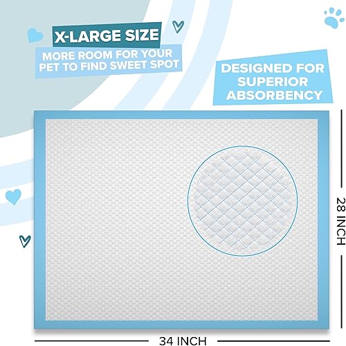 Miniatura 3 de PetCellence Almohadillas para cachorros XL de 28 x 34 pulgadas, extra grandes, superabsorbentes, a prueba de fugas, impermeables, antideslizantes