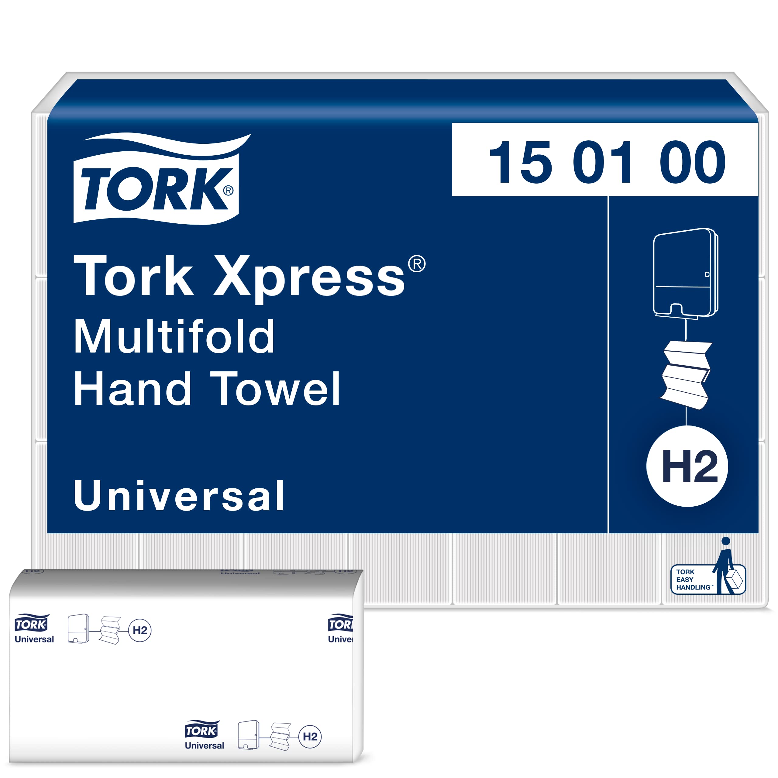 Tork Xpress Multifold Paper Hand Towels 150100 - H2 Universal Folded Hand Towels for Commercial Dispensers - Economic, 1-Ply, White - 21 x 230 Sheets
