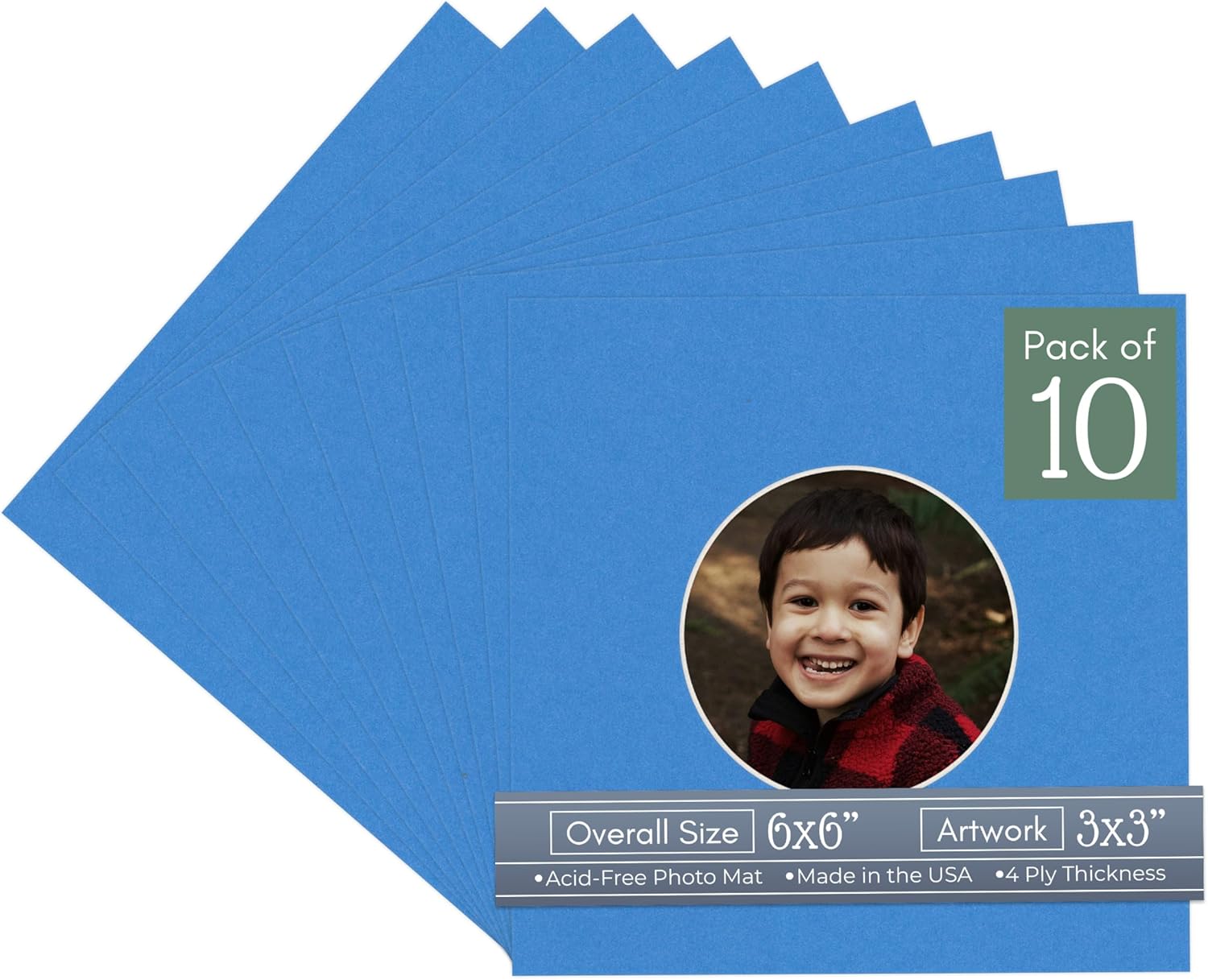 CountryArtHouse White Linen Canvas Acid Free 6x6 Circle Picture Frame Mat with White Core Bevel Cut for 3x3 Pictures - Fits 6x6 Frame - Pack of 10 Matboards