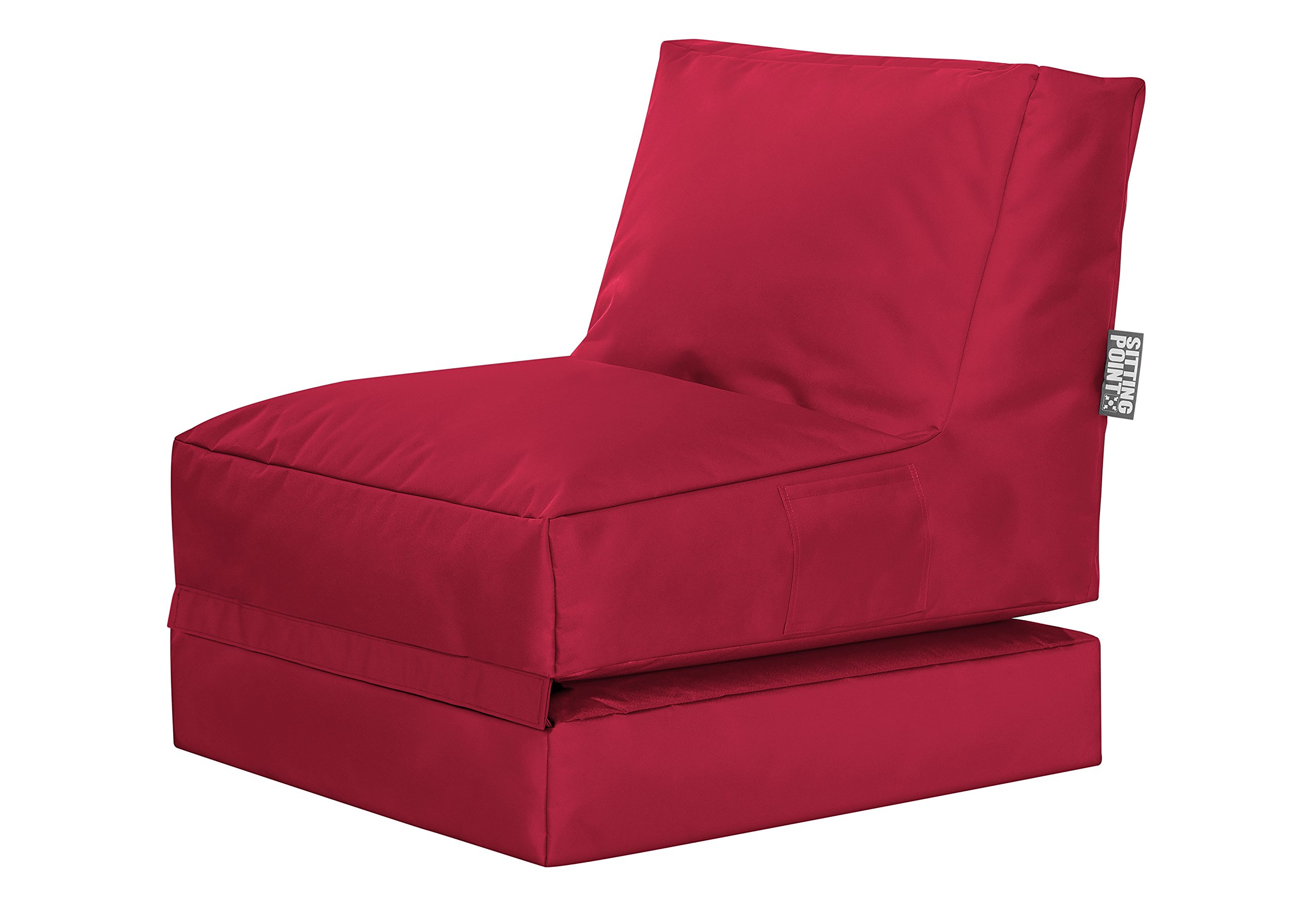 Gouchee Home Brava Twist Collection Polyester Upholstered Foldable Bean Bag Lounge Chair, Red