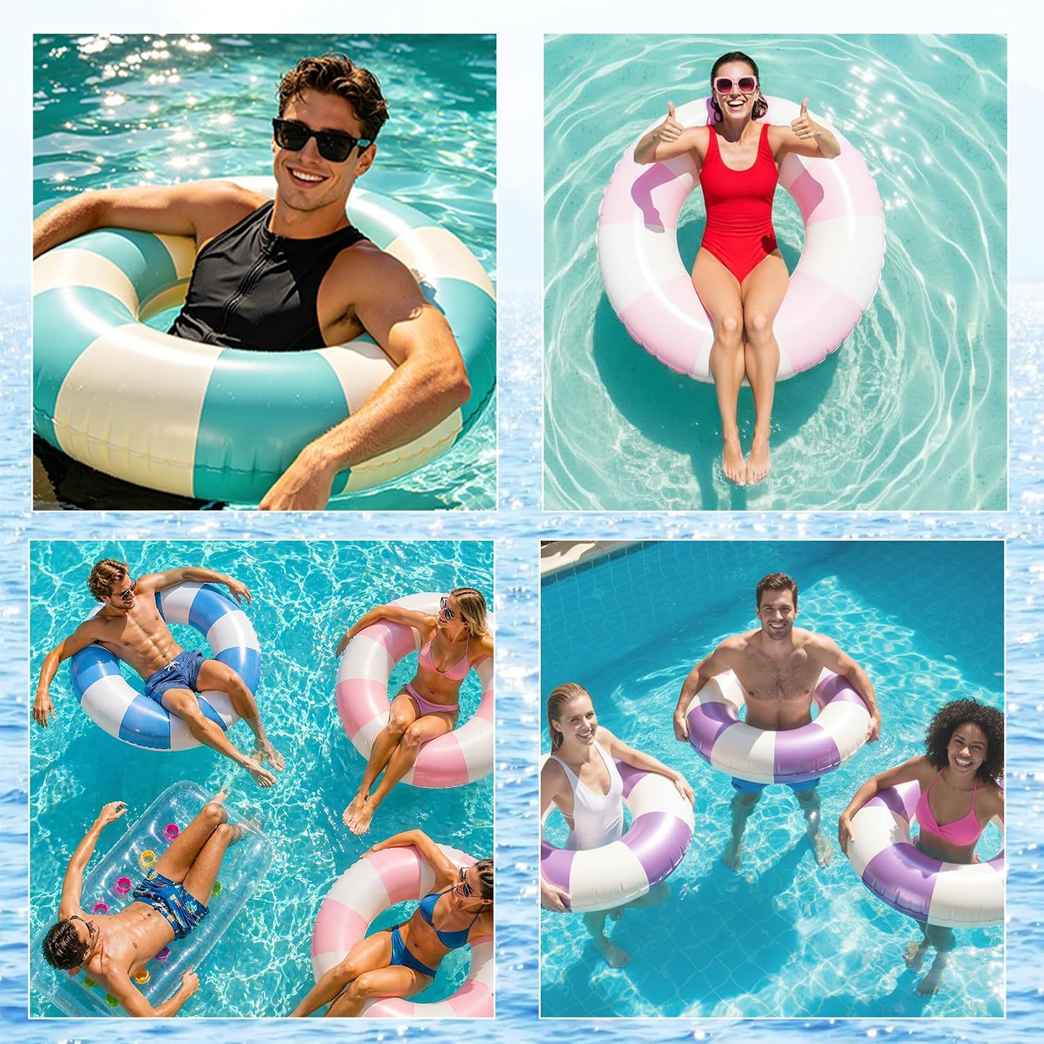 Pool Floats Pool Swim Ring for Adults, Inflatable Swim Tube Water Fun Large Adult Swimming Pool Floaties for Beach Lake Summer Holiday Beach Party Decorations