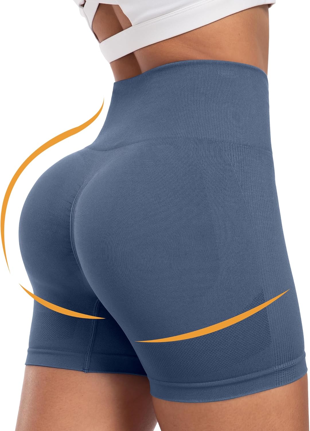 CHRLEISURE Women's 4 Packs Workout Gym Shorts, High Waisted Butt Lifting Scrunch Butt Seamless Booty Shorts - Image 3