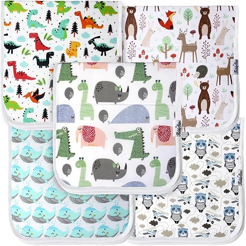 Miniatura 22 de Paquete de 5 paños de algodón orgánico para eructos, grandes, ultrasuaves de 3 capas para eructos, hombros y manos, altamente absorbentes Paquete de