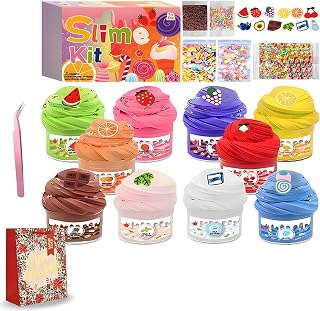 Fabricateup Super Clay Slime DIY Soft & Squishy Clay Scented Slime Sensory Clays, Super Clays Slimes DIY Soft and Squishy, Non-Sticky Stretchy Fluffy, Moldable Modeling Kit, Party Favors (10PCS)