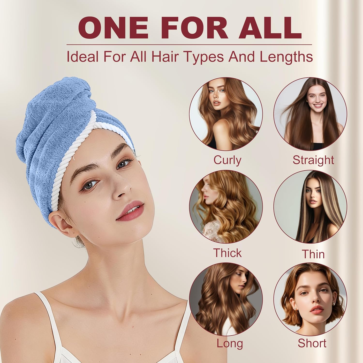 Microfiber Hair Towel Wrap for Women, 3 PCS Absorbent Quick Dry Hair Turban, Soft Anti Frizz Drying Head Towels for Curly Long Thick Hair (Pink, Blue, Green) - Image 5