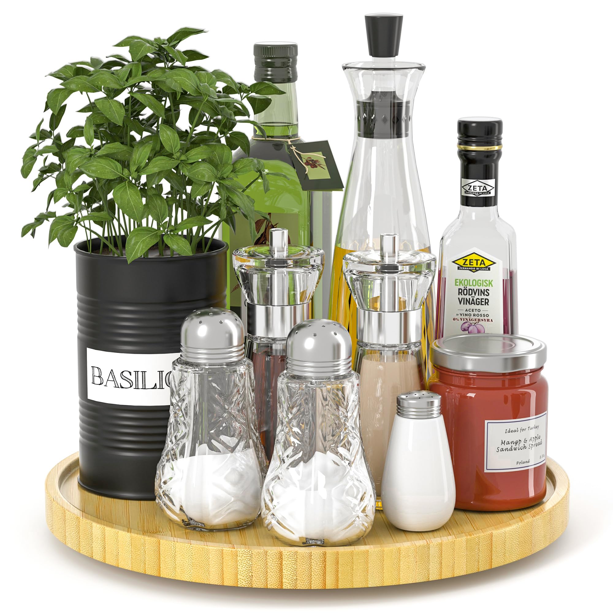 Amazon.com - Lazy Susan Organizer for Table Cabinet, 12" Bamboo Kitchen ...