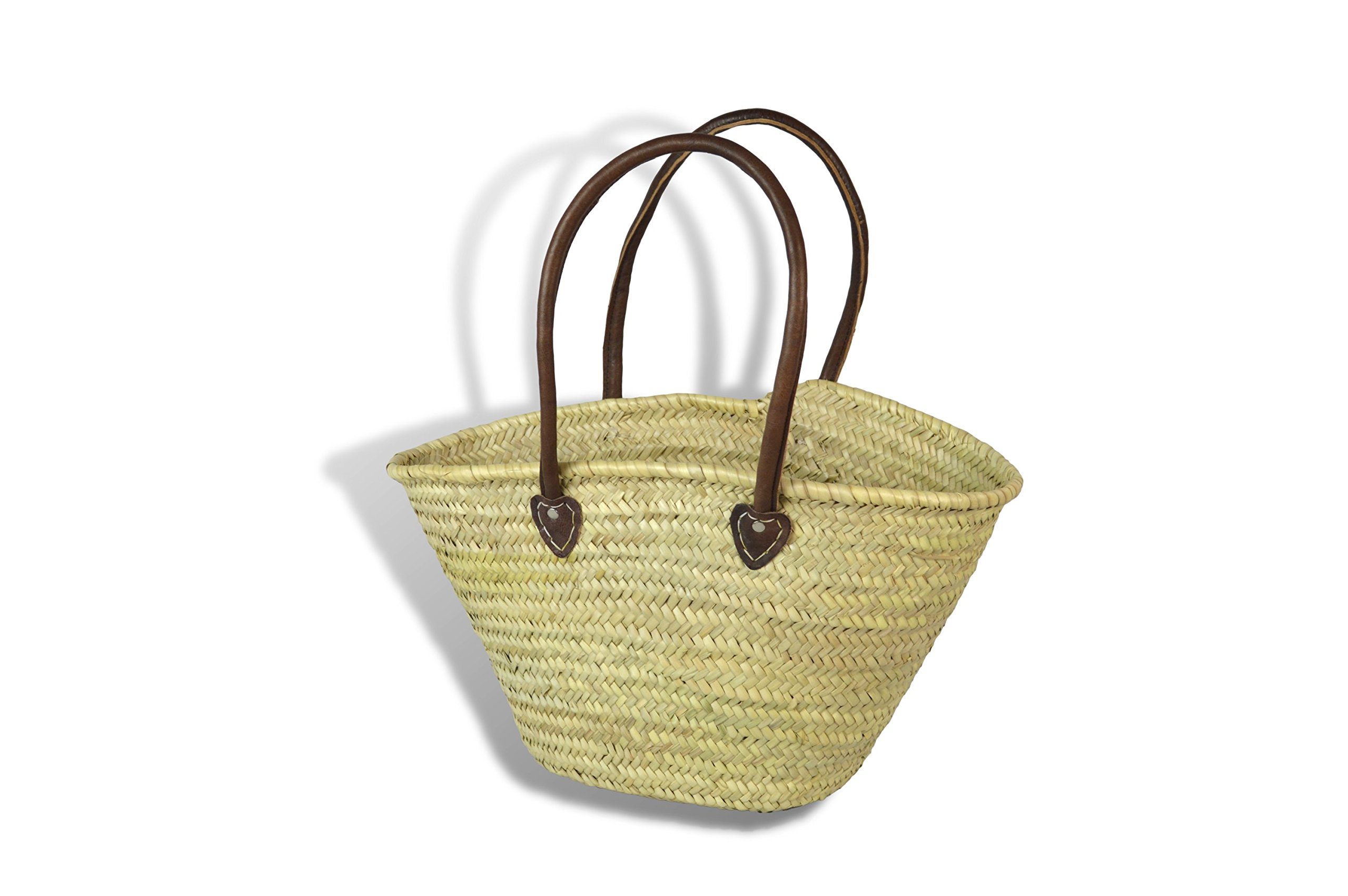 Maison Andaluz Brown Large Moroccan Shopping Basket - Shoulder Handles - W58 D20 H34 Cm
