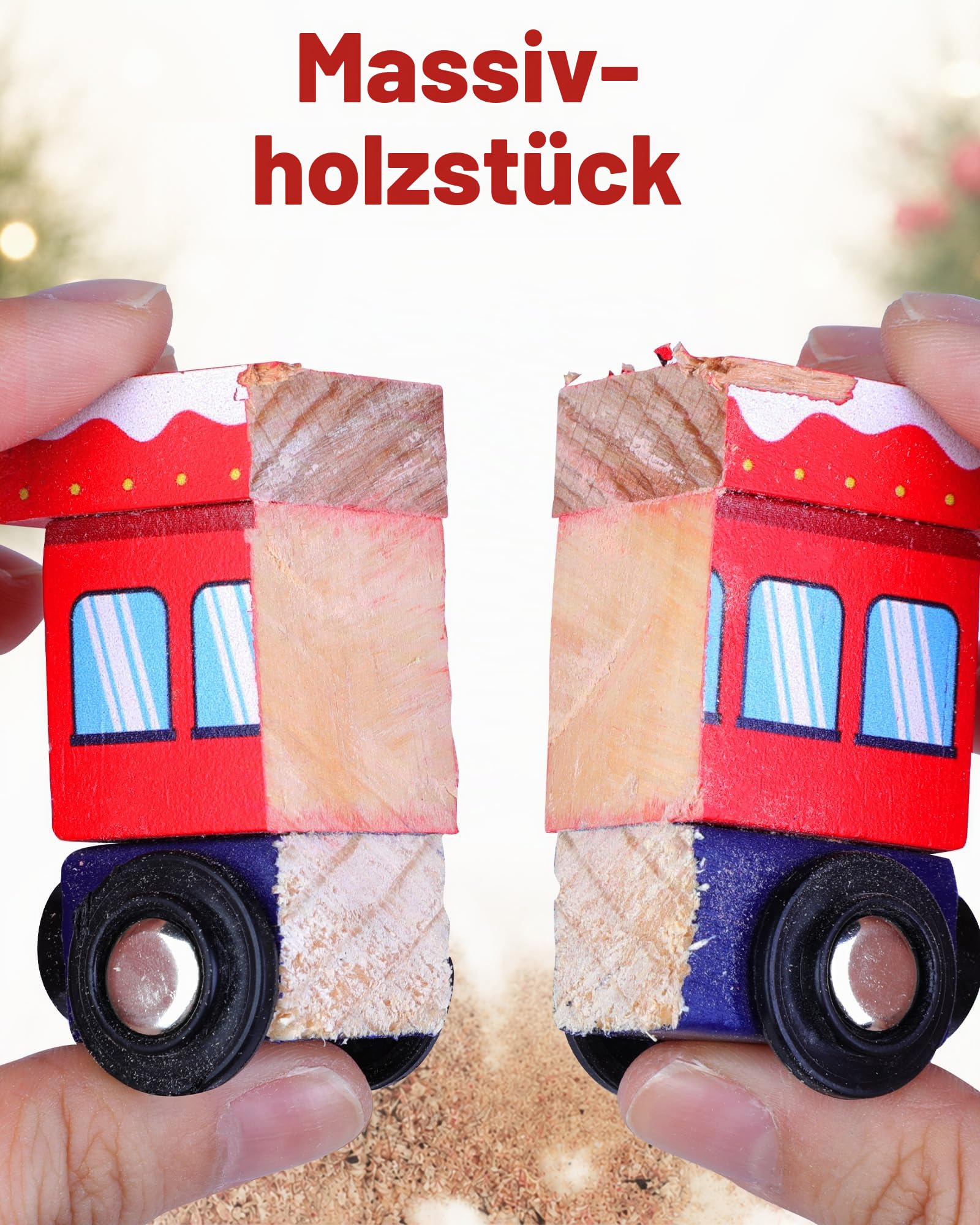 Zug Adventskalender 2026 für Kinder, magnetische Holzeisenbahn mit Schienen