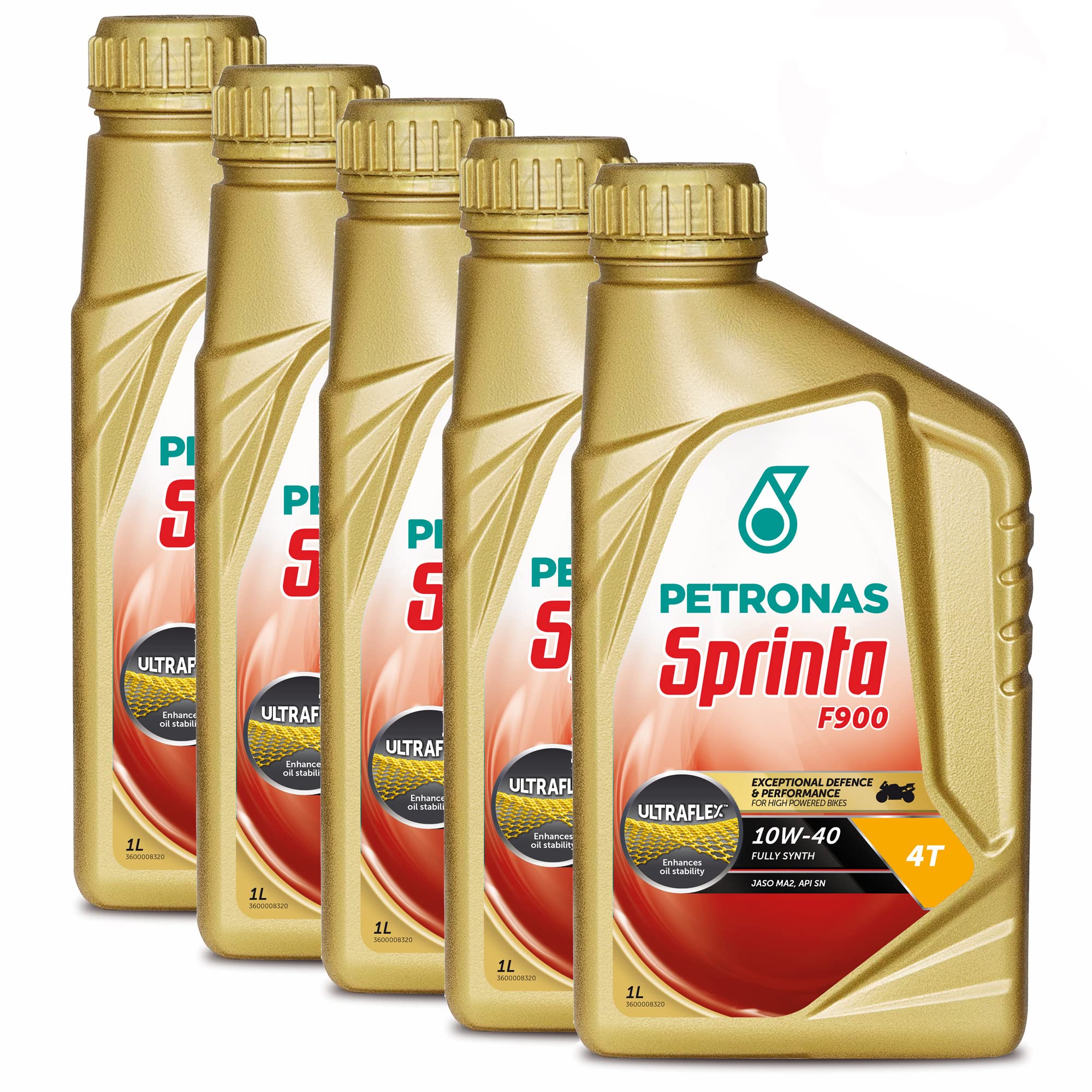 Petronas Kit 5X Sprinta Olio Motore 4T 100% Sintetico 4 Tempi F900 10W-40-5 Confezioni da 1L