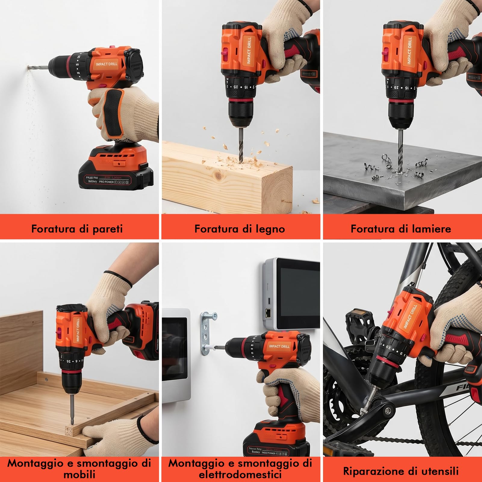 Trapano a Percussione a Batteria 21V, Avvitatore a Batteria 50Nm Brushless | 2 Batterie 1.5Ah, 20+1 Coppie, 2 Velocità, 24 Punte, Luce LED per Riparazioni, Fai da Te, Montaggio Mobili, 10mm Mandrino