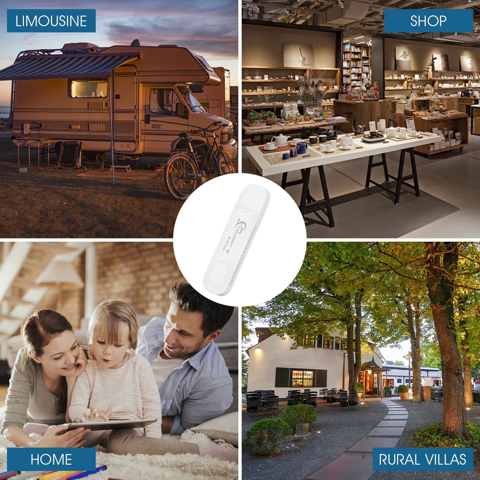 Clé Internet 4G LTE USB WiFi avec clé de Liaison SIM Modem sans Fil cat4 150Mbps, Alternative à l'ADSL, ne Pas parcourir la Modification APN Appliquer à la Boutique/à la Maison/au Camping-Car