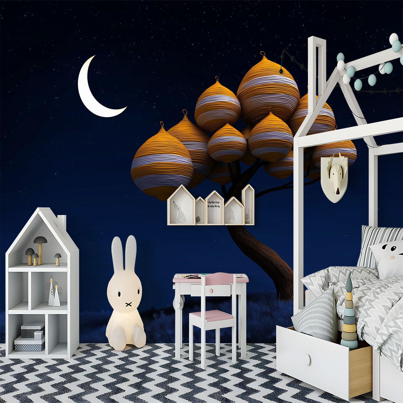 Tapeta zdjęcie fantasy kreskówka 3D paski plaster miodu 250 x 175 cm murale duże tło telewizora sztuka ścienna - ciemnoniebieski mural dekoracja do salonu sypialni luksusowy plakat artystyczny