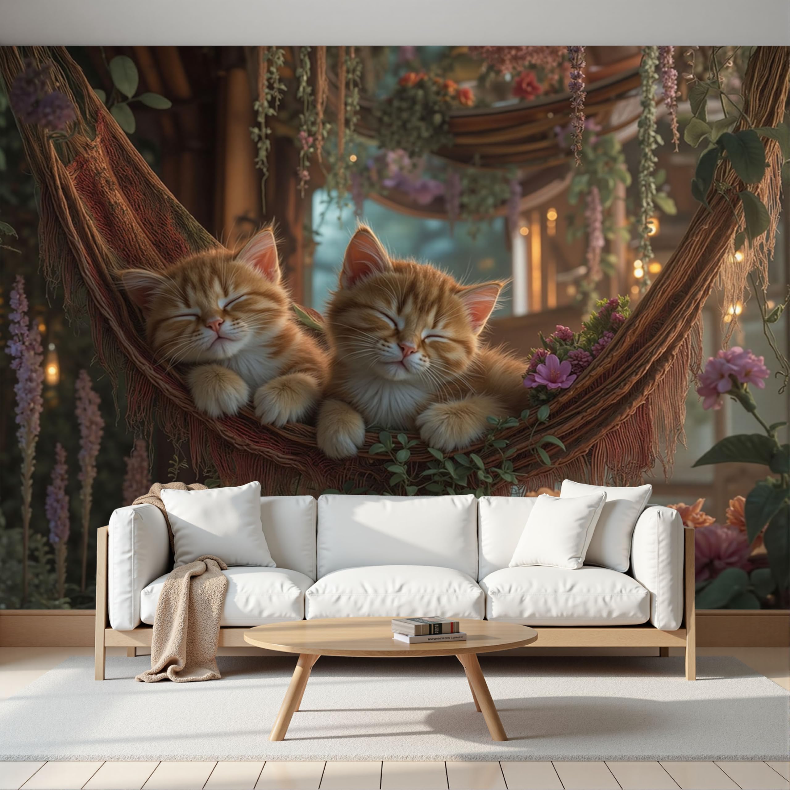 Papier Peint Panoramique Mignon Animaux Brun Foncé Déco Murale Chambre Enfant