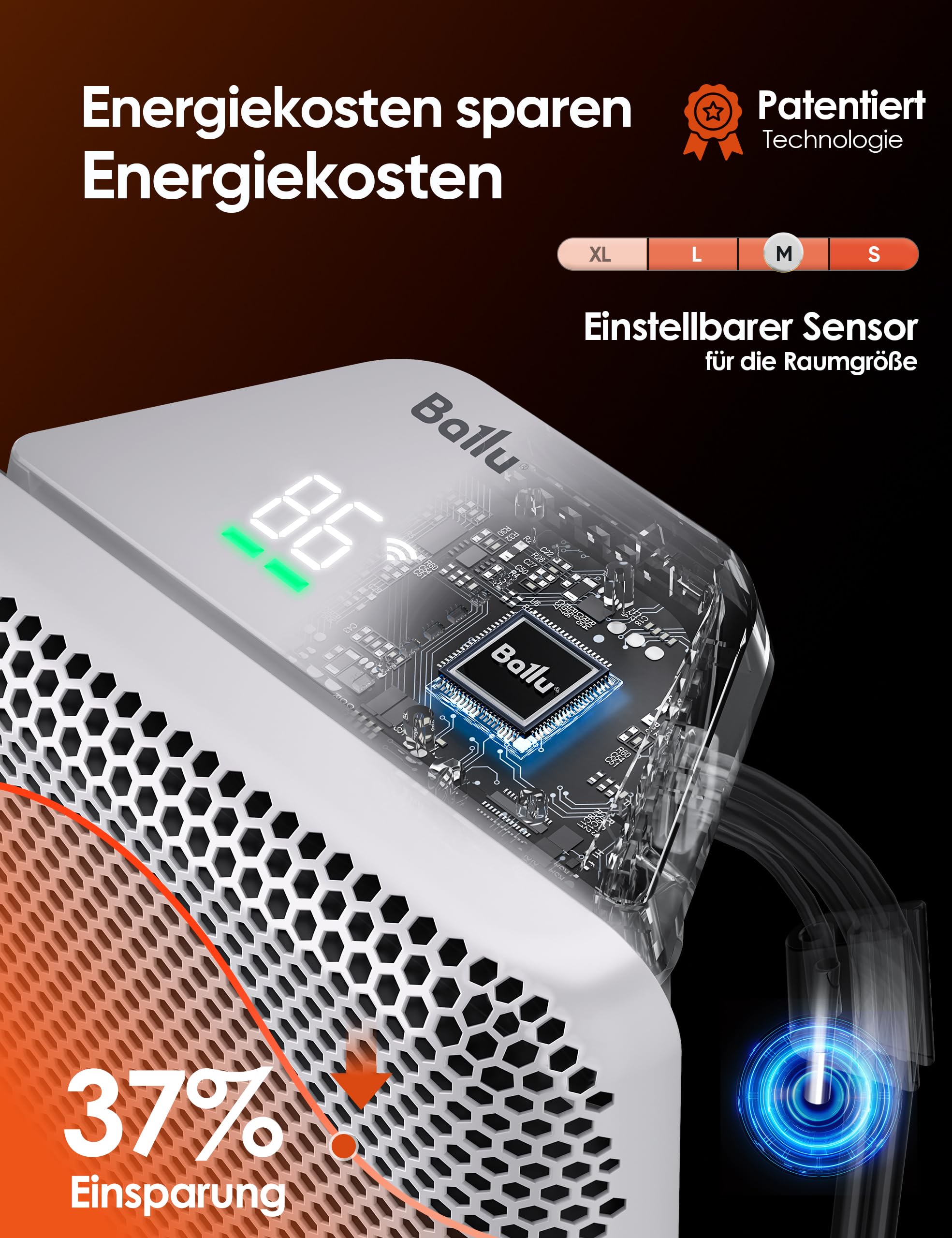 Ballu Infrarotheizung Standgerät & Wandmontage 2000W, Elektrische Heizung Energiesparend mit Smart Thermostat, WLAN App & Alexa, Leise Konvektor Heizung mit Frostwächter,Timer für Innenräume(weiß)