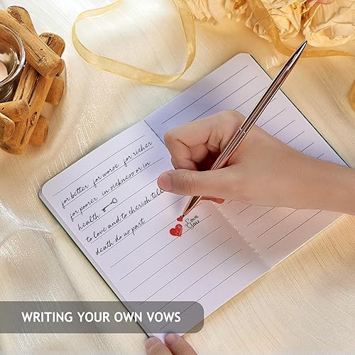 Miniatura 2 de JUBTIC Libros de votos para él y para ella, libros de votos de boda con letras de lámina dorada, libro oficial para el día de la boda con 48
