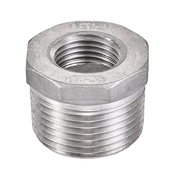 uxcell Reducer Hex Bushing, 304 Stainless Steel 1NPT Male to 1/2NPT Female, Reducing Forging Pipe Hose Adapter Fitting