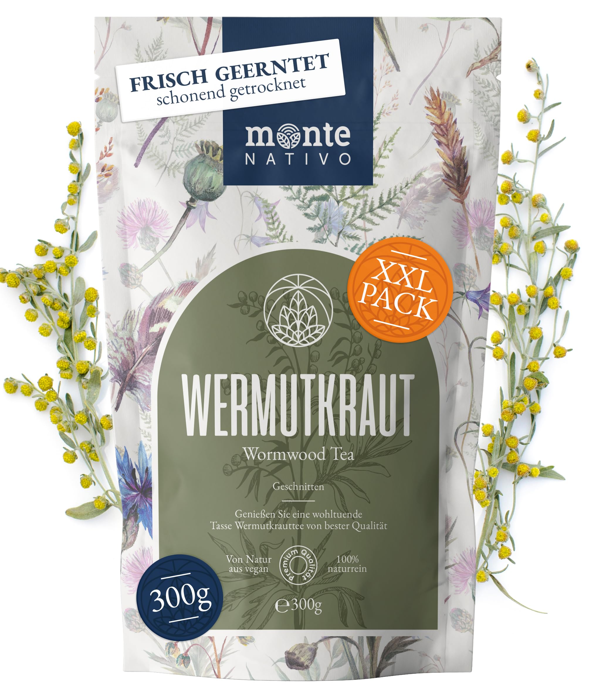 Wermutkraut Monte Nativo (300g) - Wermut Tee (Wormwood) schonend getrocknet - 100% natürlich und ohne Zusatzstoffe - Aromatischer Kräutertee für einen köstlichen Aufguss