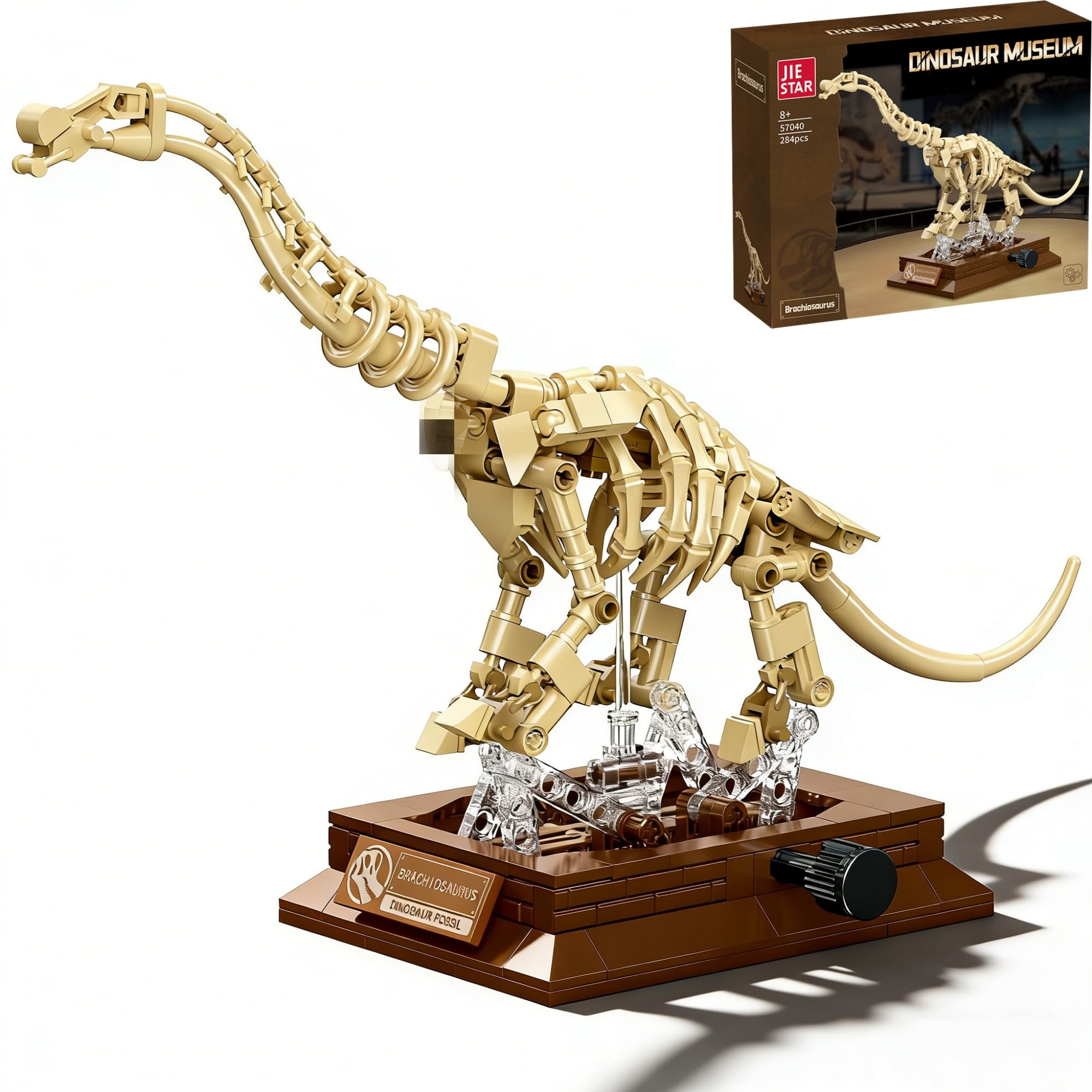 DrmBeyd Skeleton Dinosaur Building Blocks Set, Brachiosaurus Fossils Dino Model Building Kit with Mechanical Linkage, Ideas Dinosaur Skeleton Gifts for Fossils Lovers & Décor (264 PCS)