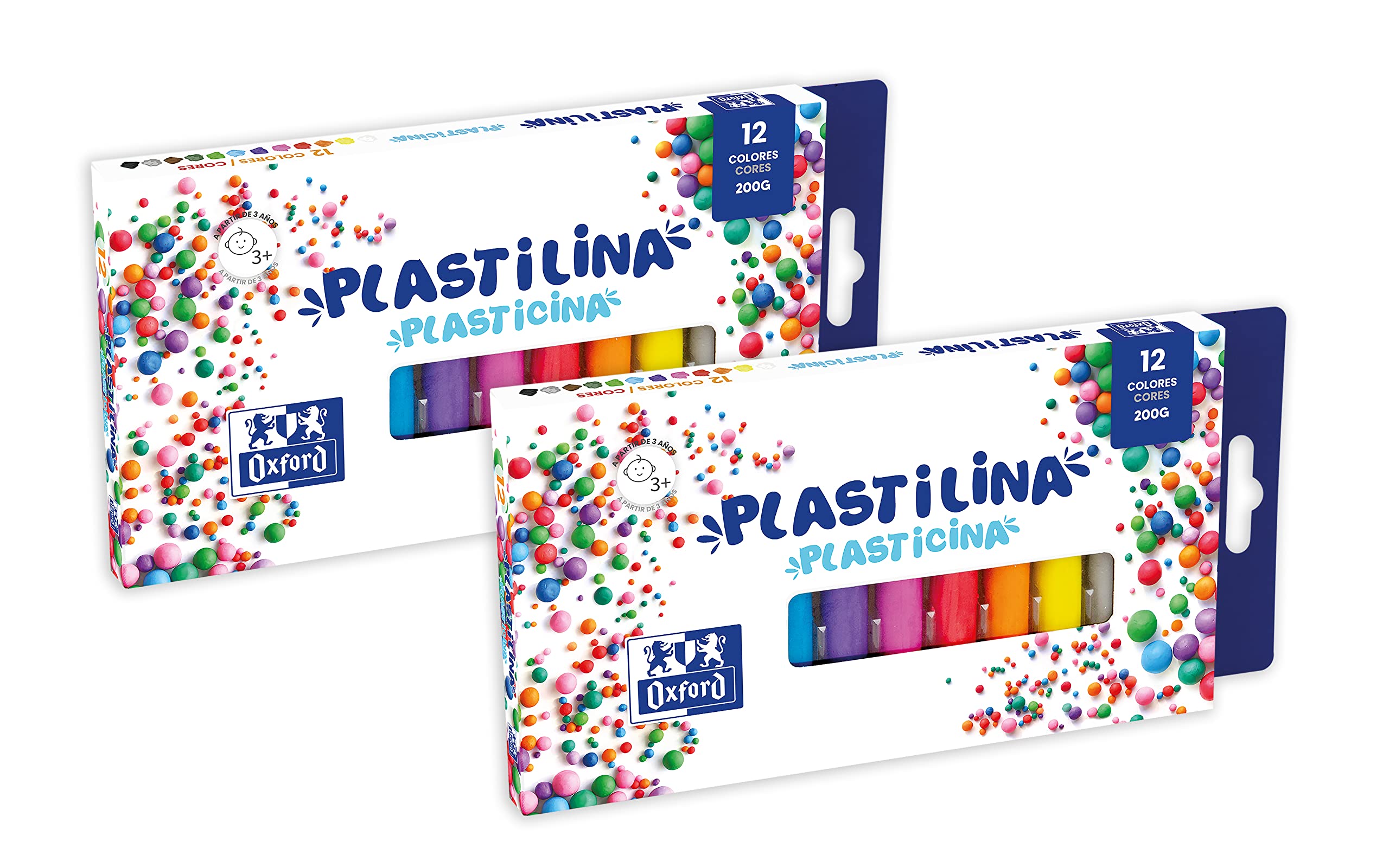 Oxford, Plastilina 12 colores, 400g. Pack 2 unidades x 200g