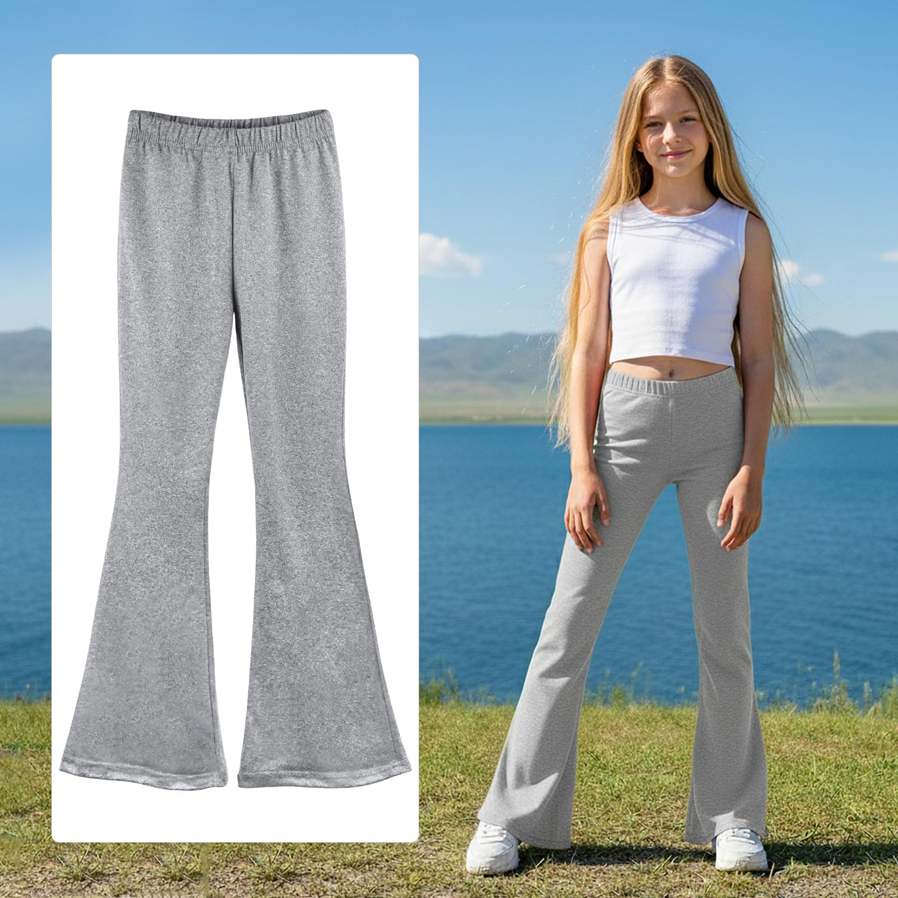 Lot de 3 pantalons évasés pour fille – Legging élégant pour enfant avec évasement pour l'école, la danse et la vie quotidienne, tailles 104-158