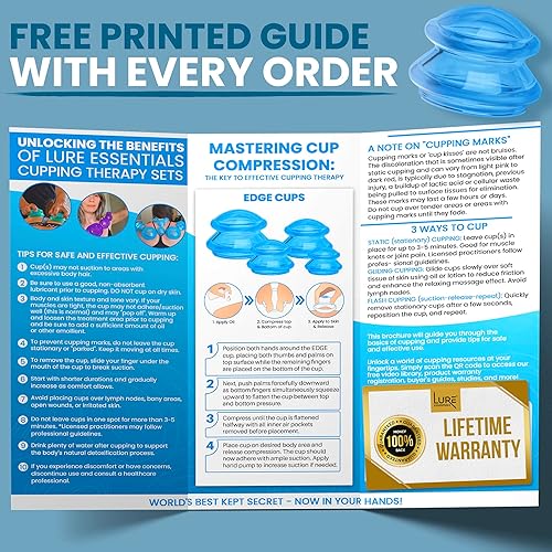 Miniatura 4 de LURE Essentials Juego de ventosas de borde  Juego de terapia de ventosas de silicona azul ultra transparente para reducción de celulitis y