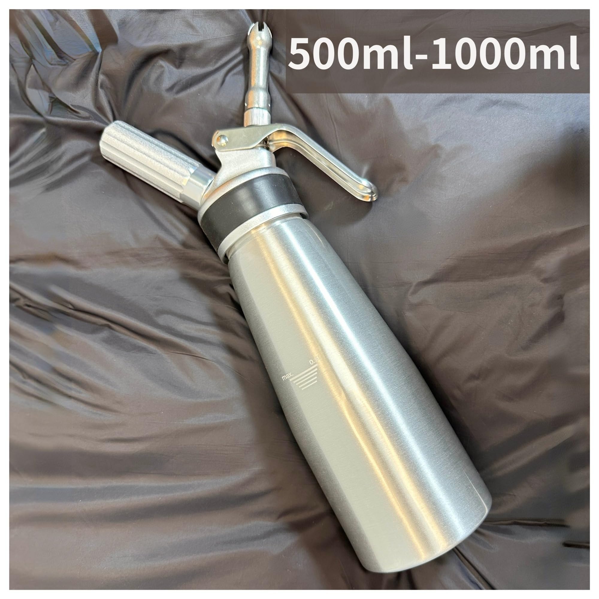Genérico 500 ml, espumador de acero inoxidable crema con incrustaciones florero, botella sifón nitrógeno, horneado reutilizable(1000ml ser)