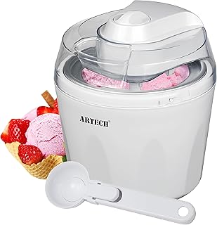 ARTECH Ice Cream Maker Machine for Home -Double Insulation 1.5L Freezing Bowl | Frozen Yoghurt & Sorbet Maker for Healthy Treats, Large Feeder Funnel, Detachable Mixing Paddle, Scoop Included!