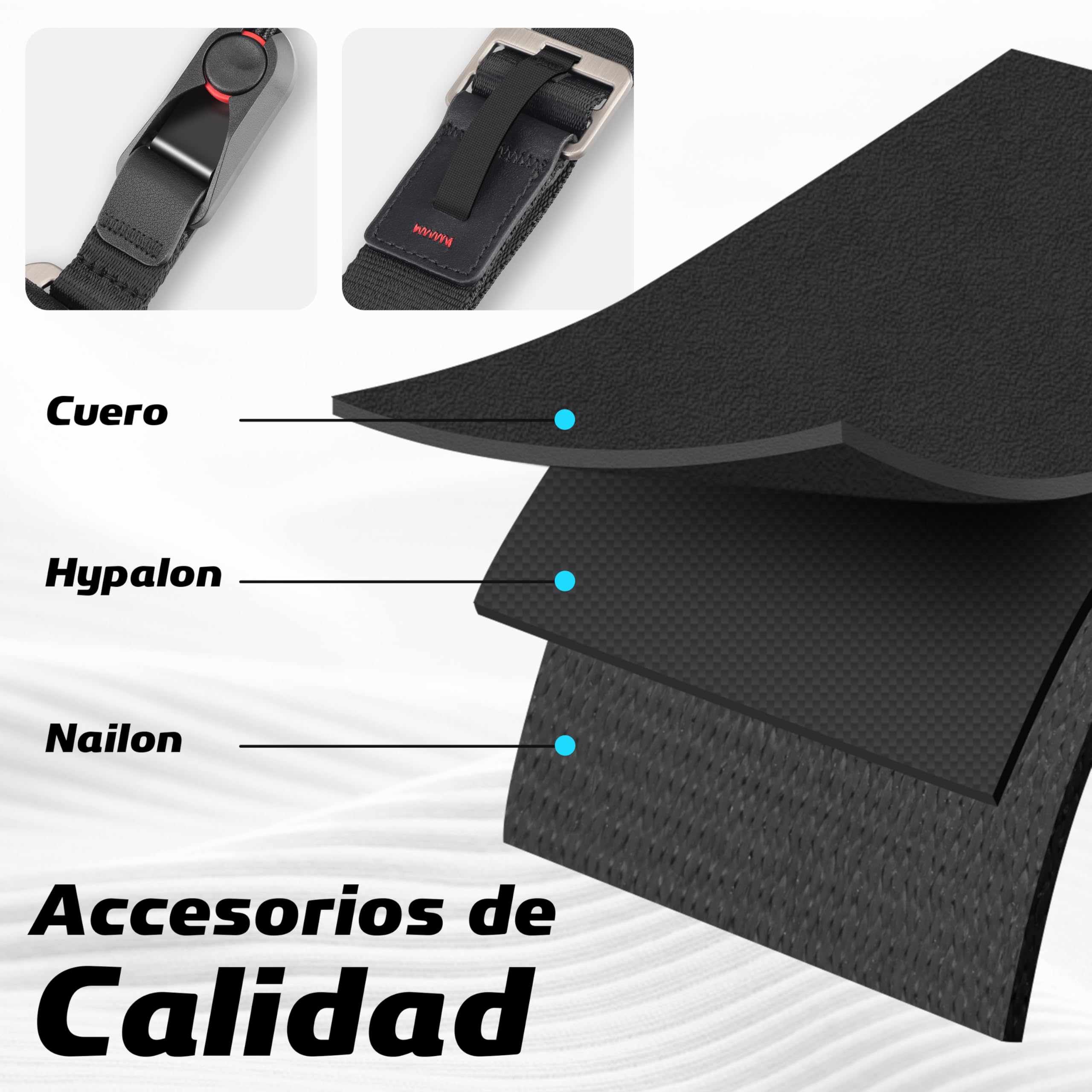 Sunya Correa de Cámara con Hebilla Liberación Rápida. Hecho de nylon de avanzado, ajustable con una sola mano, compatible con todas las cámaras, capacidad máxima de carga de 90 kg.