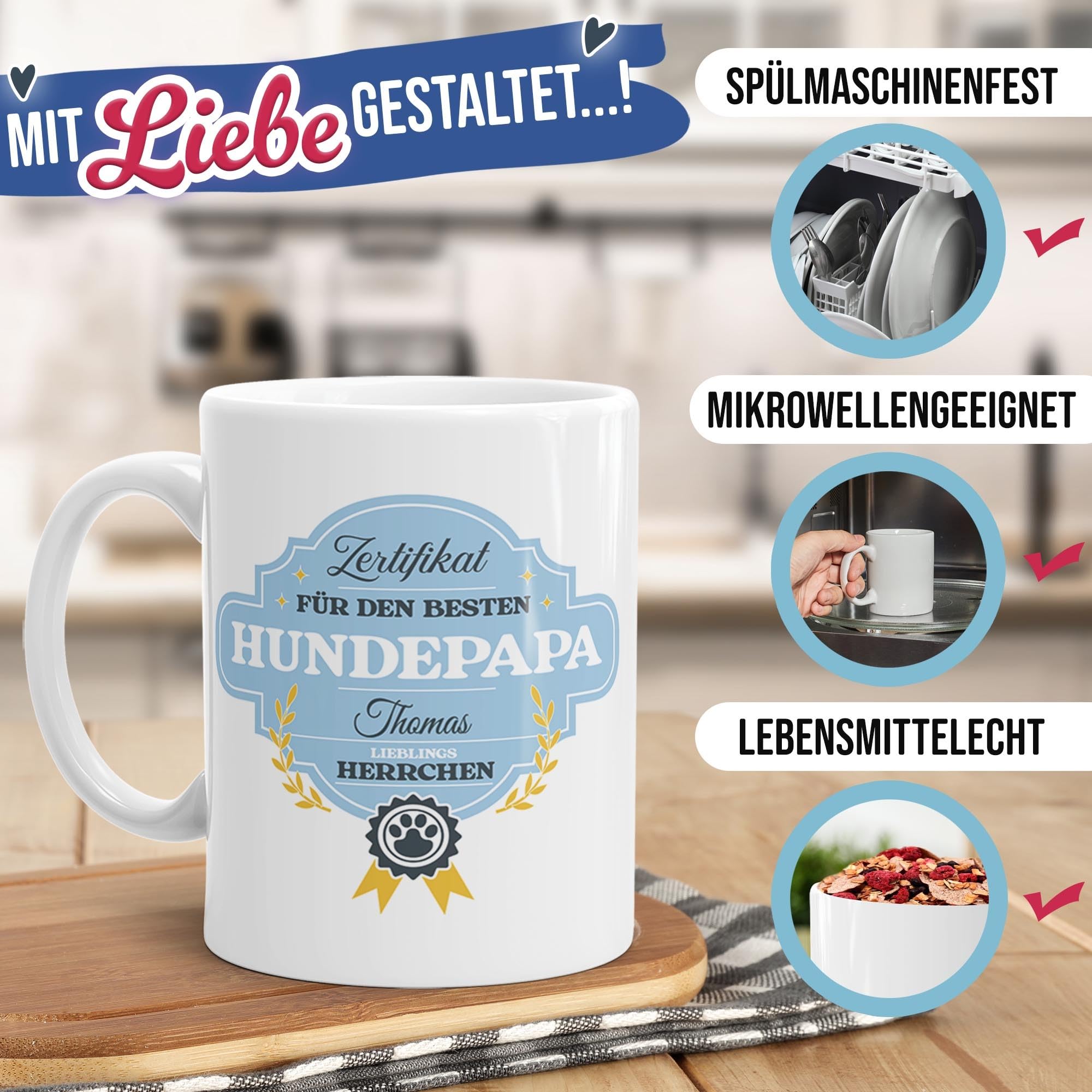 Personalisiert Hunde-Tasse Mit Foto – 'Allerbester Hundeopa' Geschenk, 300 Ml, Spülmaschinenfest