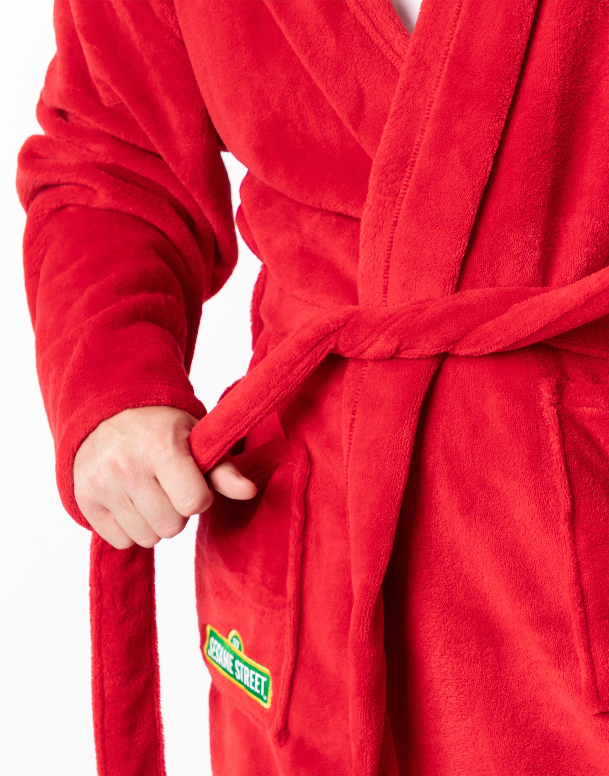 Vanilla Underground Albornoz rojo con capucha de Elmo de Barrio Sésamo | Ropa de estar por casa de polar suave de manga larga con detalle 3D en la capucha | Unisex adulto | Sesame Street Merch