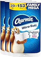 Vista 1 de Charmin Papel higiénico ultra suave y acolchado al tacto, 30 familias Mega = 153 rollos regulares, 2 capas, blanco
