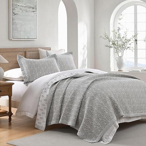 Miniatura 7 de SahSahCasa Juego de edredón tamaño Queen, juego de ropa de cama 100% algodón, patrón botánico, color liso, elegante, ligero, acolchado para cama