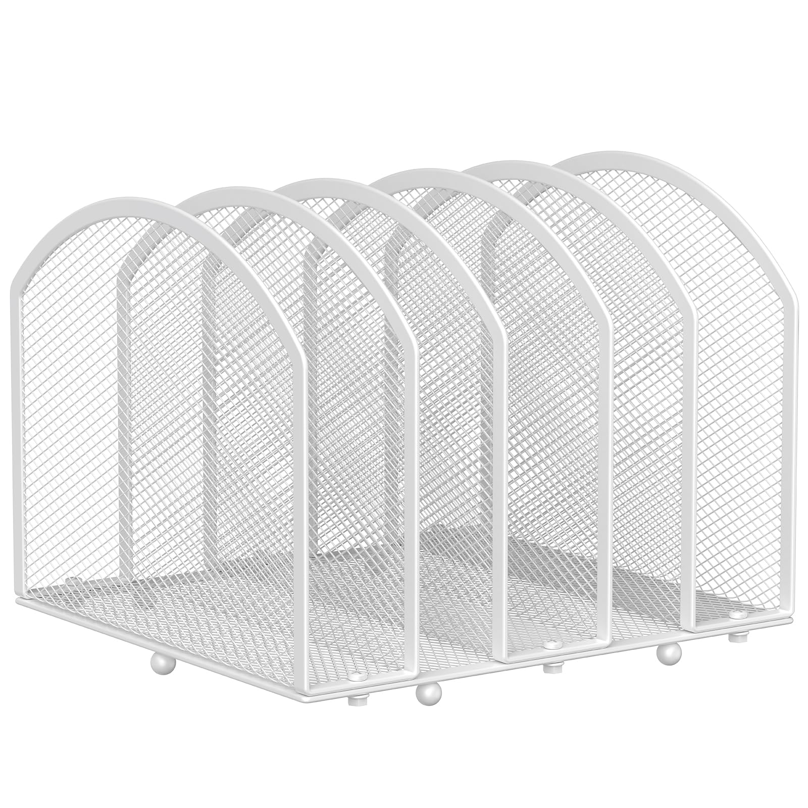 MINDEPOT Desk File Organizer 5 Sections Desktop Organizer File Sorter Office Organization File Folder Holder for Office School & Classroom (White, 5