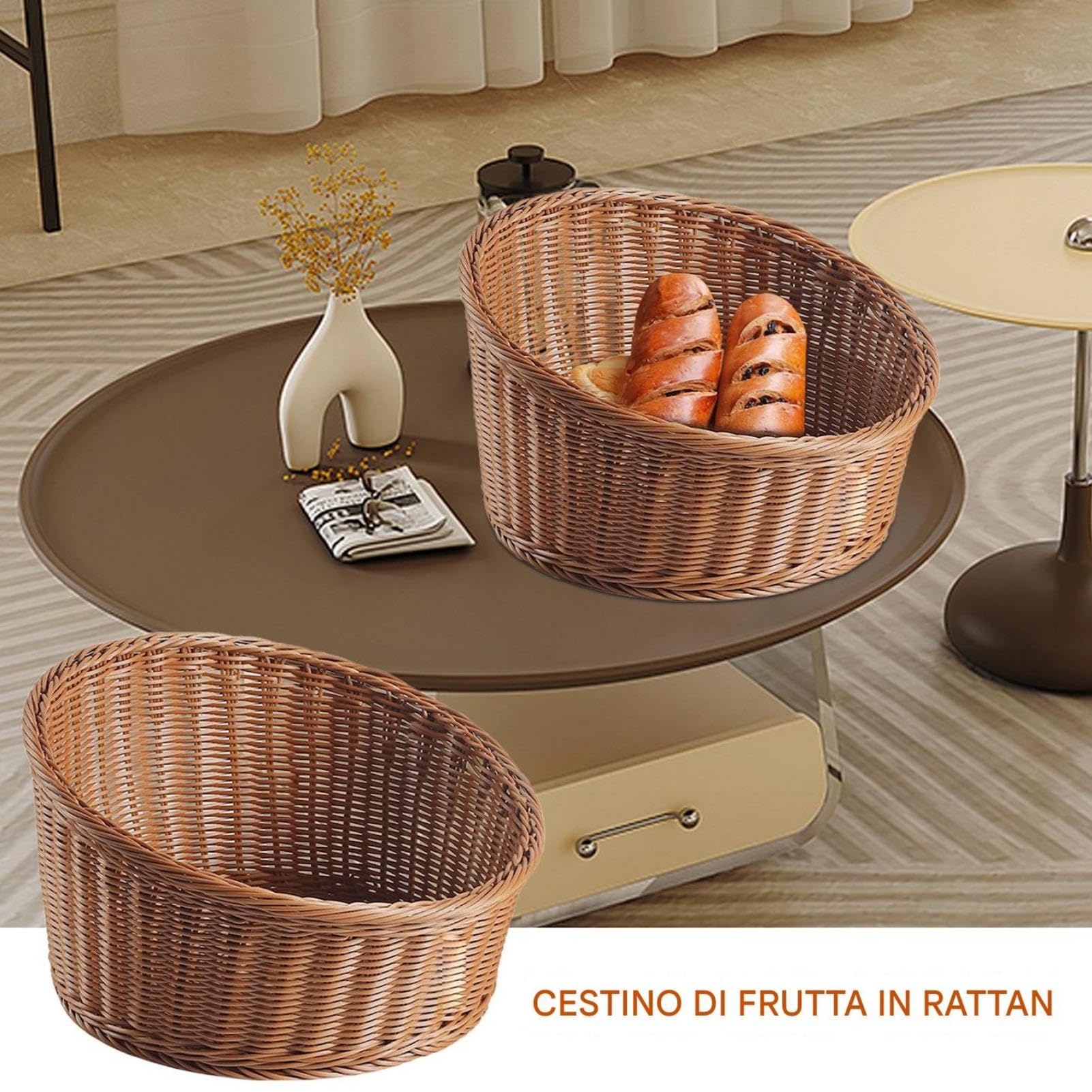 Cestino Per Pane Vassoio Espositore Organizer Alimenti e Frutta | Cesto Contenitore Pane Intrecciata Esposizione di Cibo, Dolci, Snack, Pasticceria, Patate per Cucina, Ristorante,