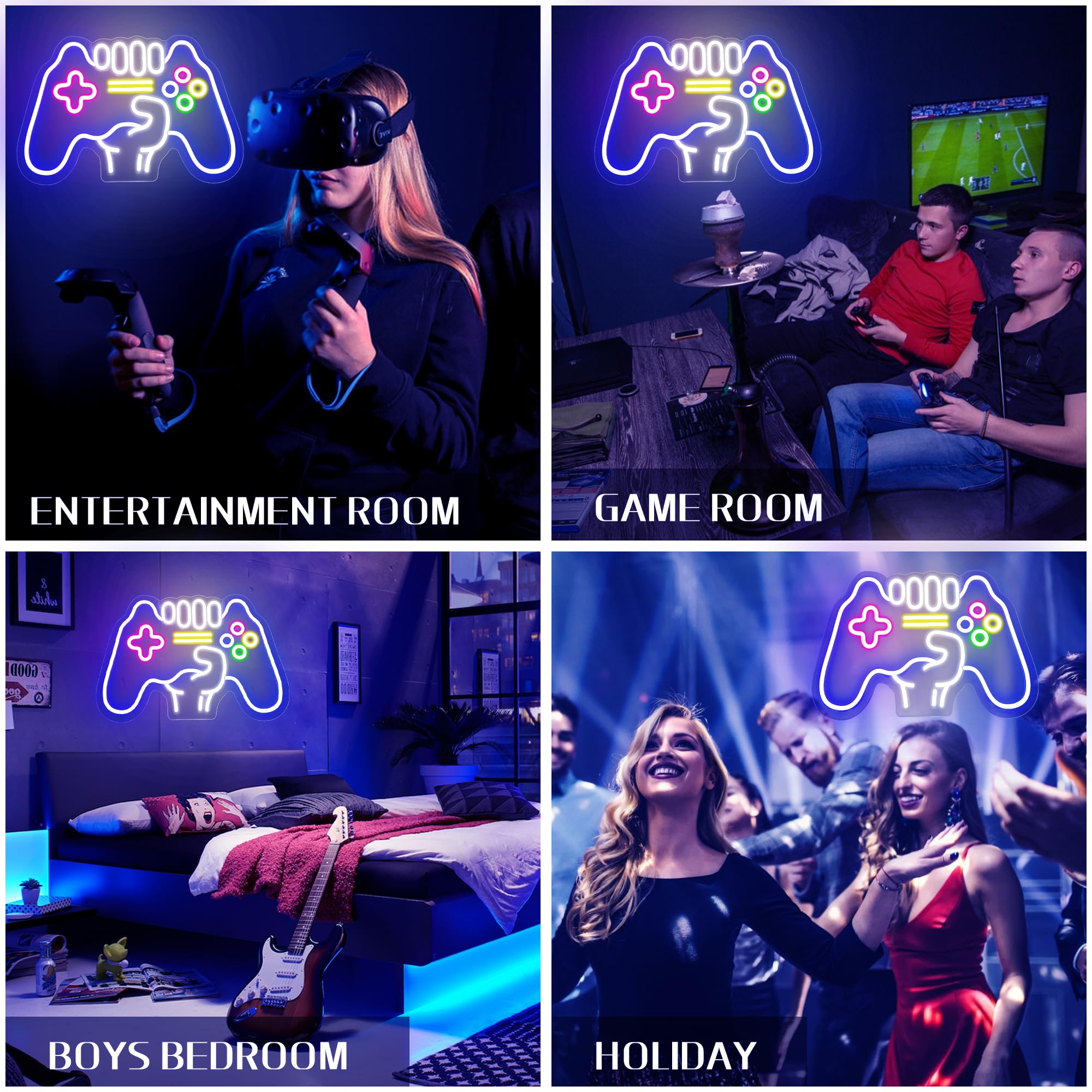 YSMNDE Insegna al neon con controller di gioco, per decorazione della stanza dei videogiochi, insegna al neon dimmerabile per la decorazione della stanza dei ragazzi, insegna al neon a LED,