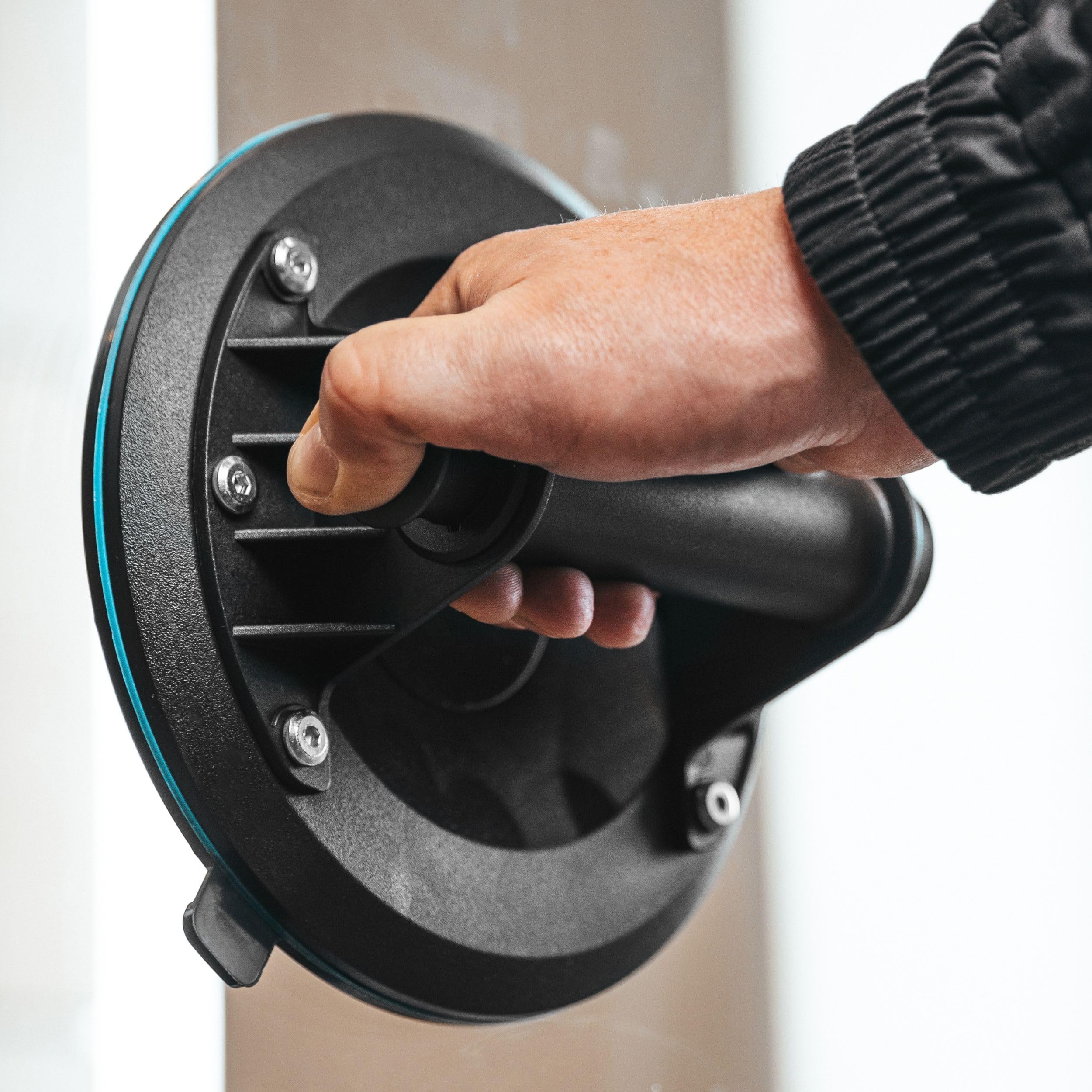 Högert Technik - Tazza a mano da 200 mm con manometro | Carico massimo: 190 kg | Aspiratore manuale | Ventosa resistente | La ventosa viene utilizzata per il trasporto di vetri della finestra, oggetti